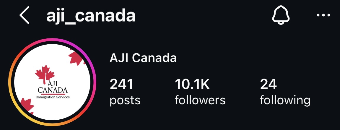 حساب AJI Canada على انستقرام